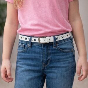 Girls White Butterfly Cutout Belt Adjustable Spring Easter Casual Cute Fun Whims